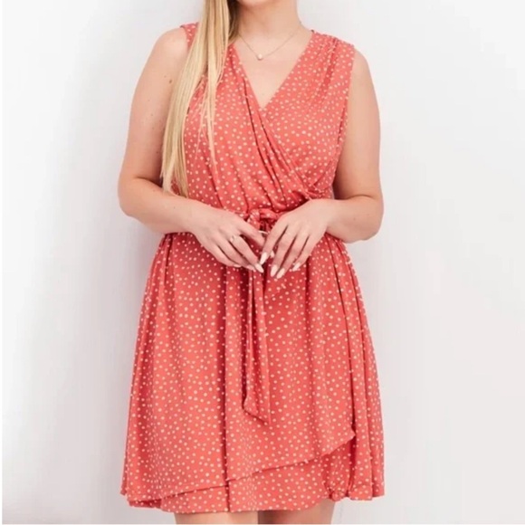NWT StitchFix 41 Hawthorn Kaylee Surplice Polka Dot Faux Wrap Knee Length Dress - Picture 1 of 16